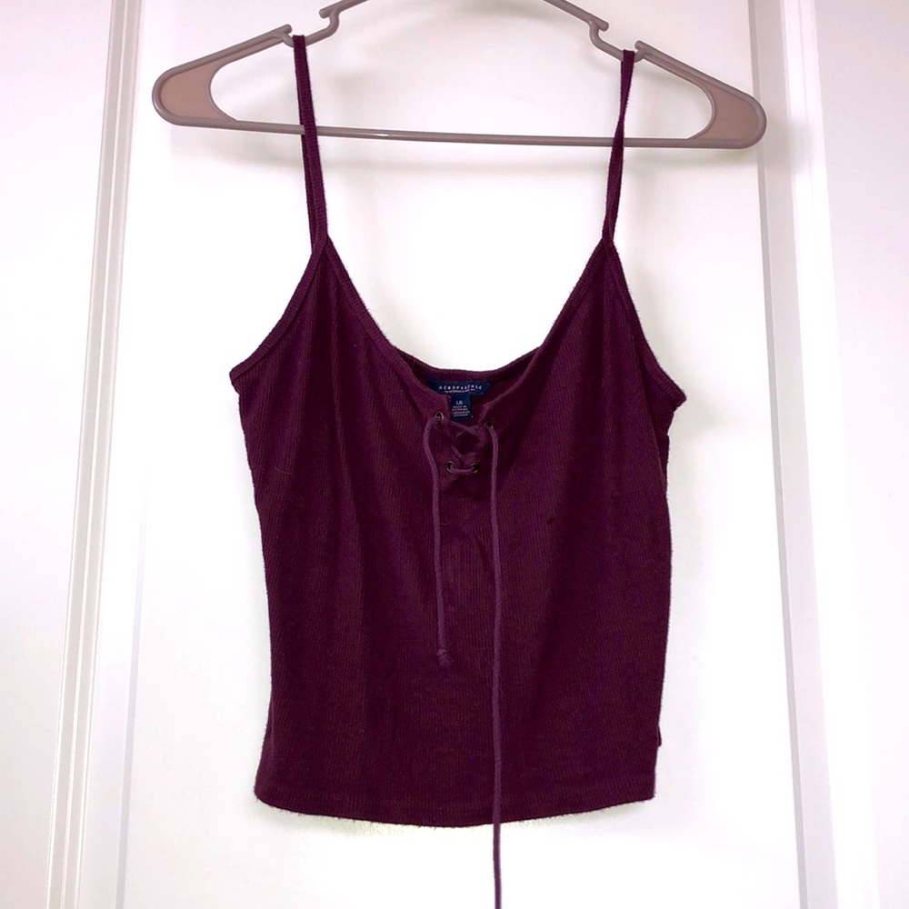 Aeropostale maroon crop top w tie front